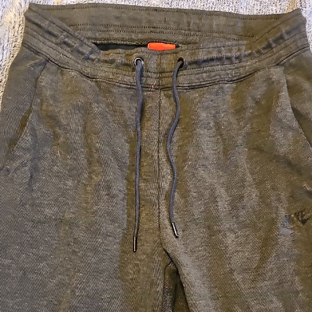 Nike Gray Track Pants with Elastic Waistband and Drawstring